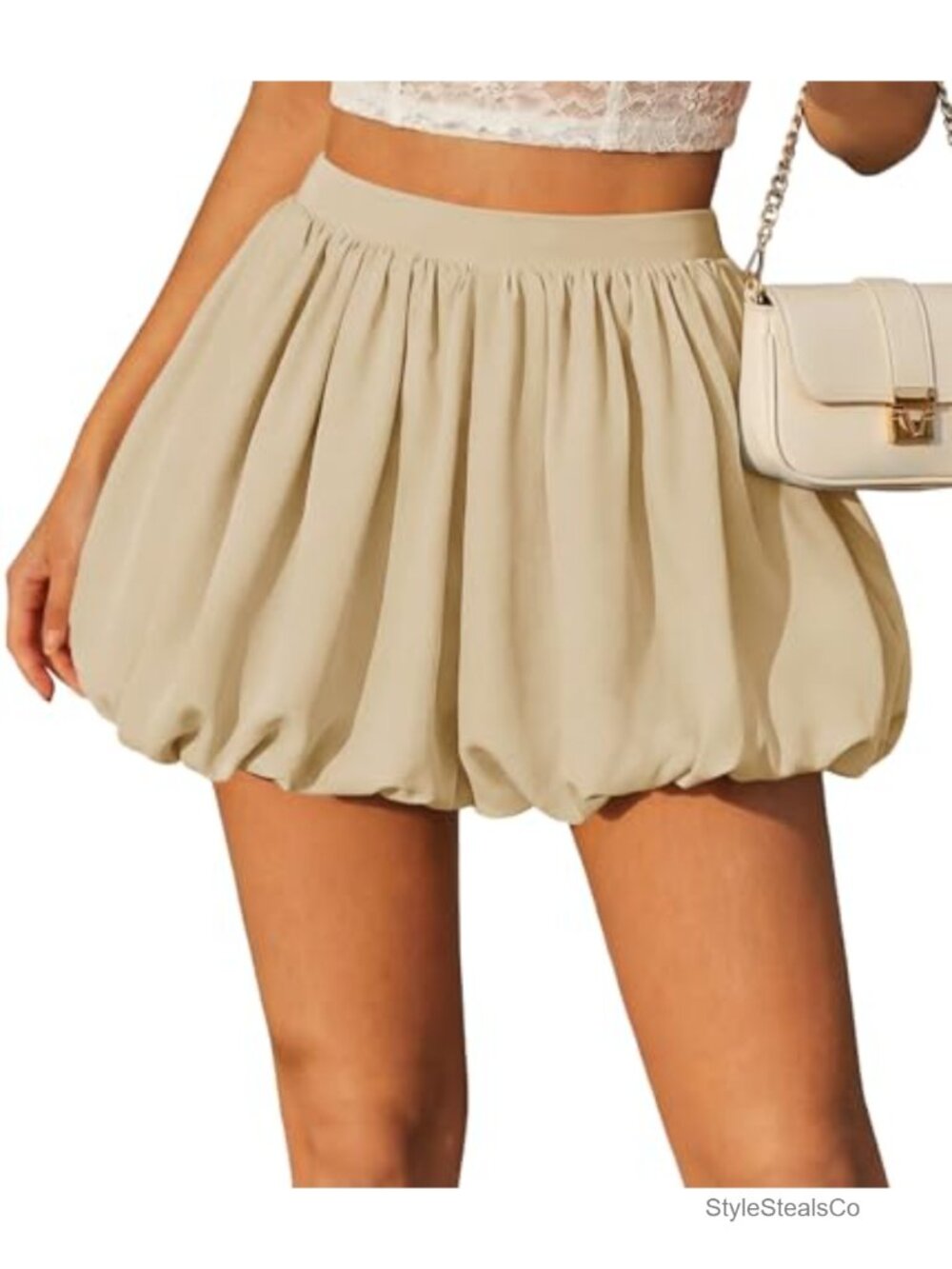 Womens Bubble Mini Skort High Waist Pleated Puffy Shorts with Pockets